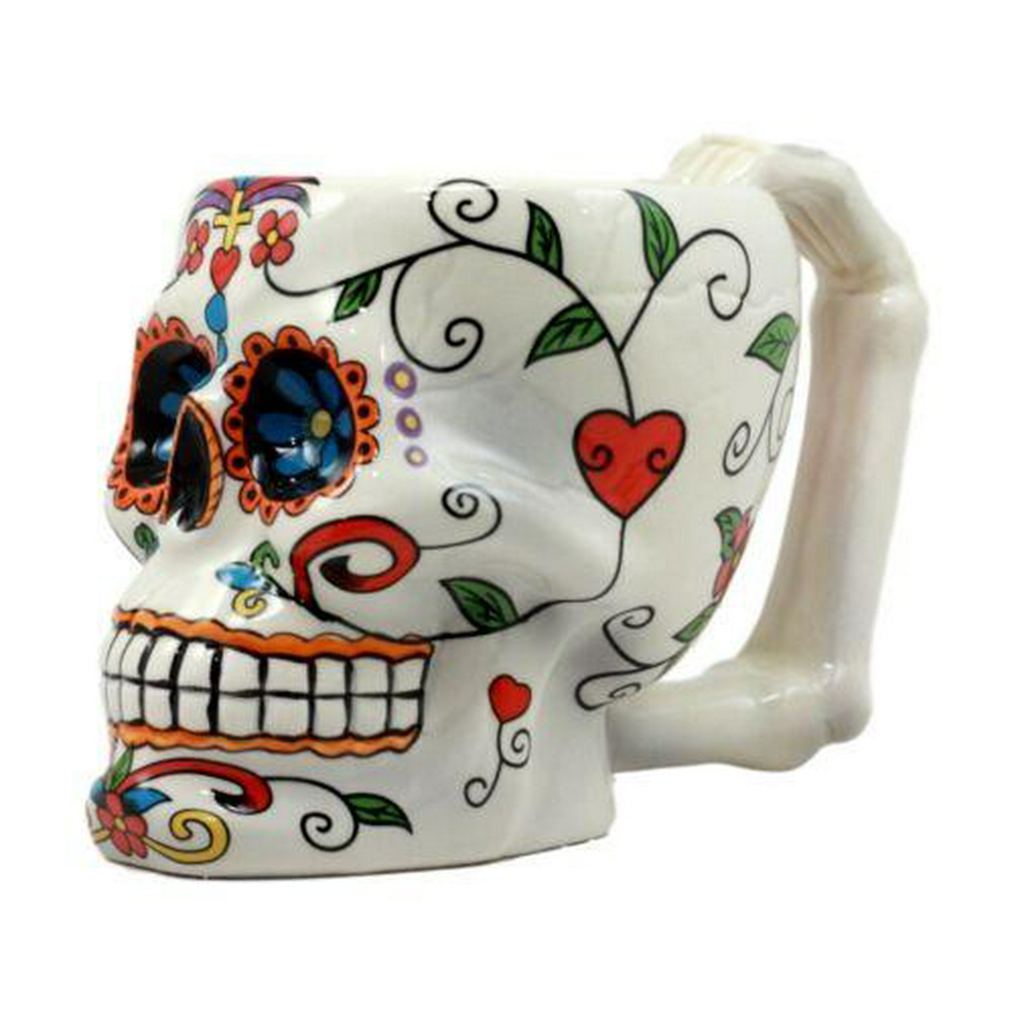 DAY OF THE DEAD Sugar Skull 3D Figural Coffee Mugs Black